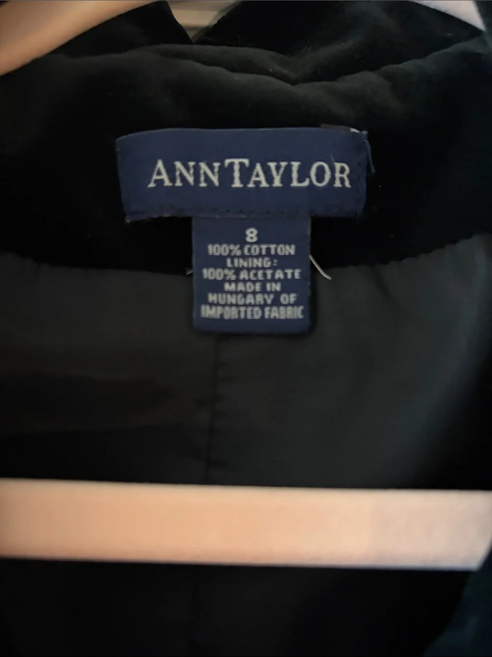 Ann Taylor classic black Velvet trench coat single style covered buttons 8.